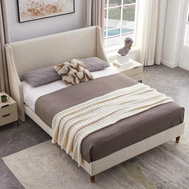 Mercer41 Melaya Elegant Wingback Upholstered Platform Bed